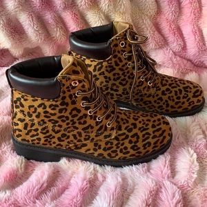Women’s Leopard Combat Boots